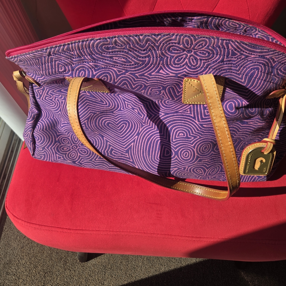 Dooney & Bourke Purple and Tan Shoulder Bag - Picture 6 of 7